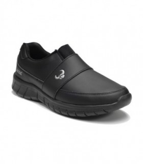 Zapato Unisex Negro Ajustable Elástico. Microfibra